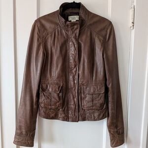 Brown Lamb Leather Moto Jacket